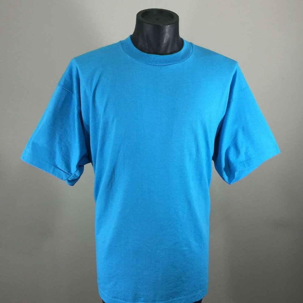 VTG Screen Stars Best 90s Blank T-Shirt 3XL Blue Single Stitch Made in USA
